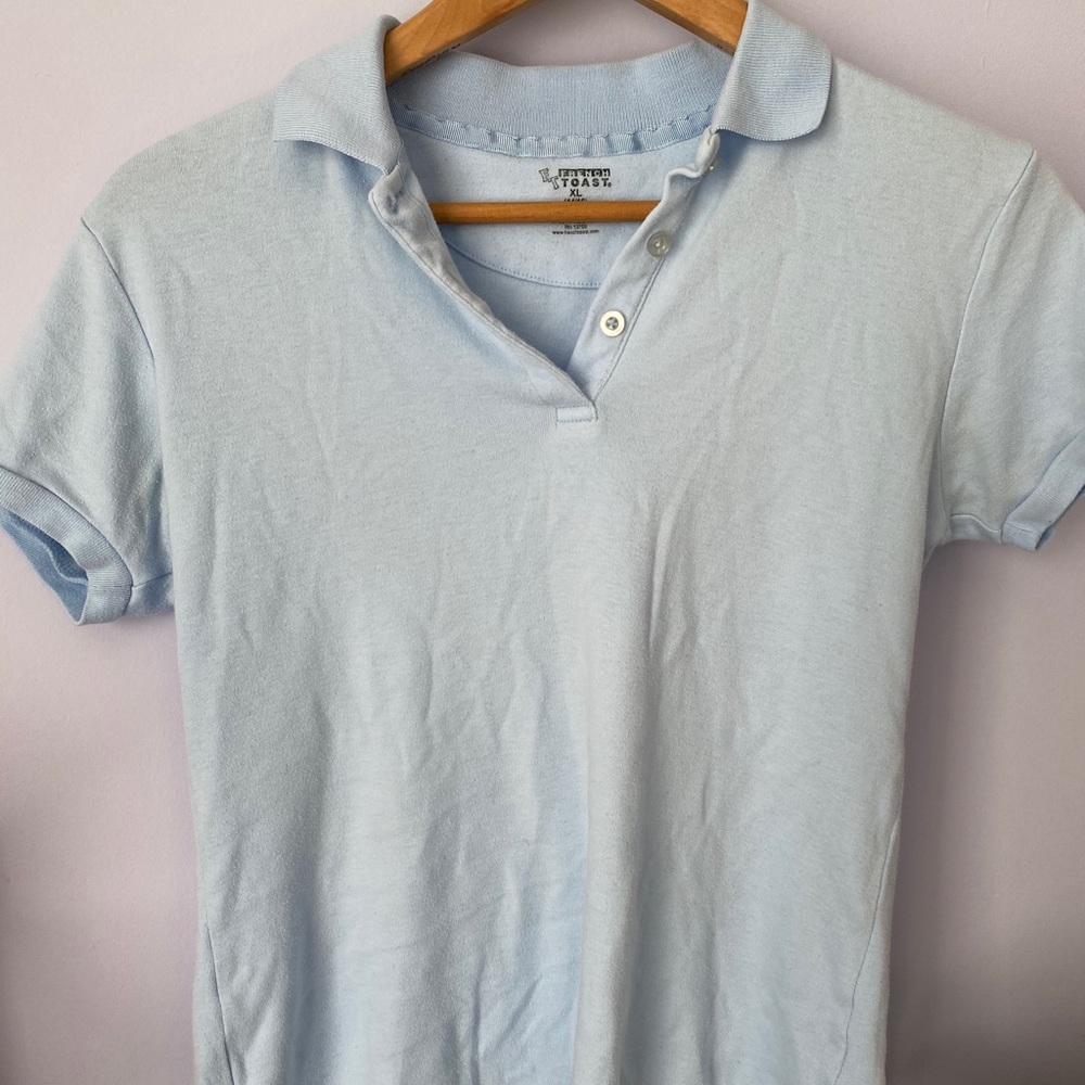 Baby Blue Button Up Short Sleeve Top